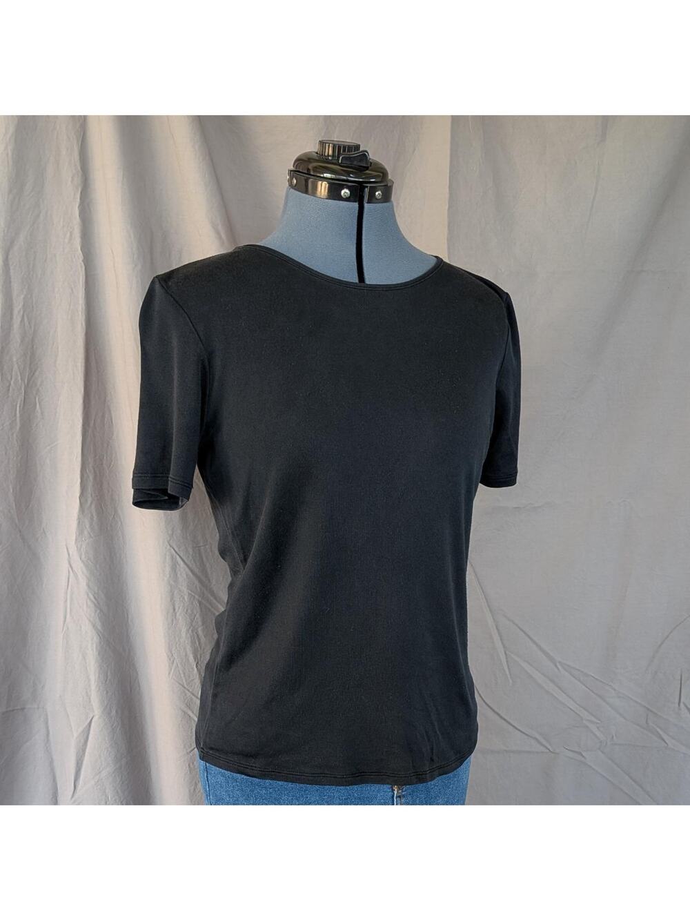 Black silk‑cotton short‑sleeve tee by Charter Club, size M